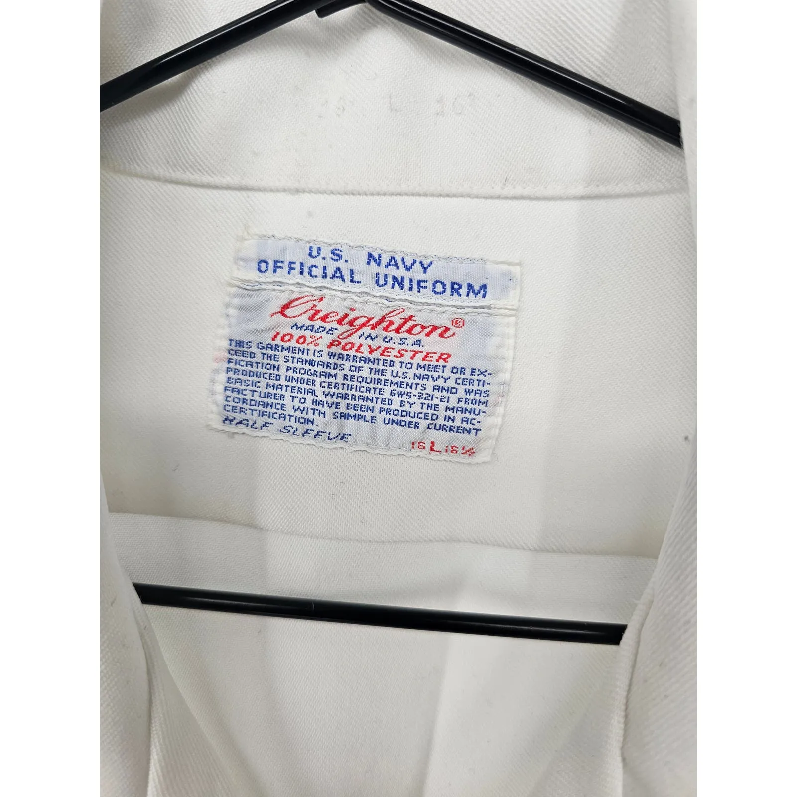 Creighton Mens Sz L Half Sleeve Dress Shirt White US Navy 16 16 1/2