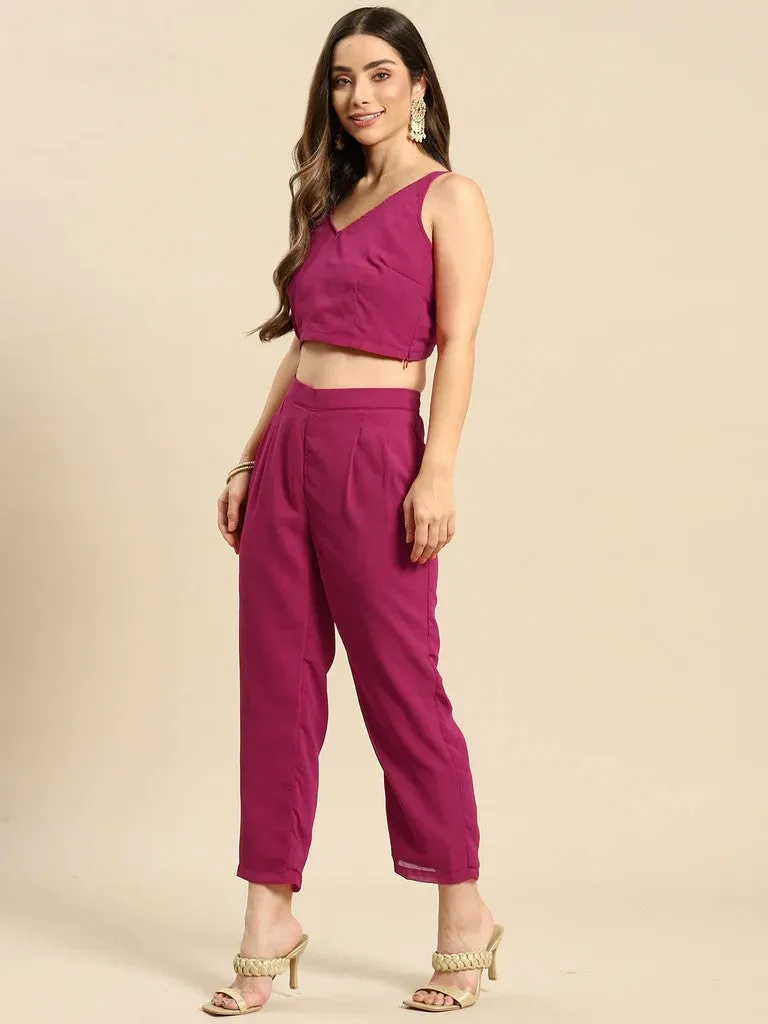 Crop Top With Pants And Jacket