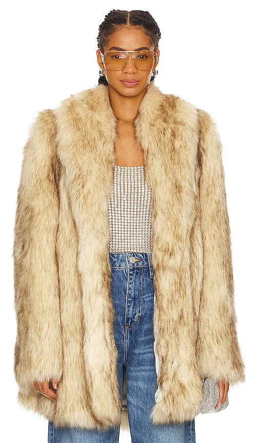 CULTNAKED Purrr Faux Fur Coat in Beige