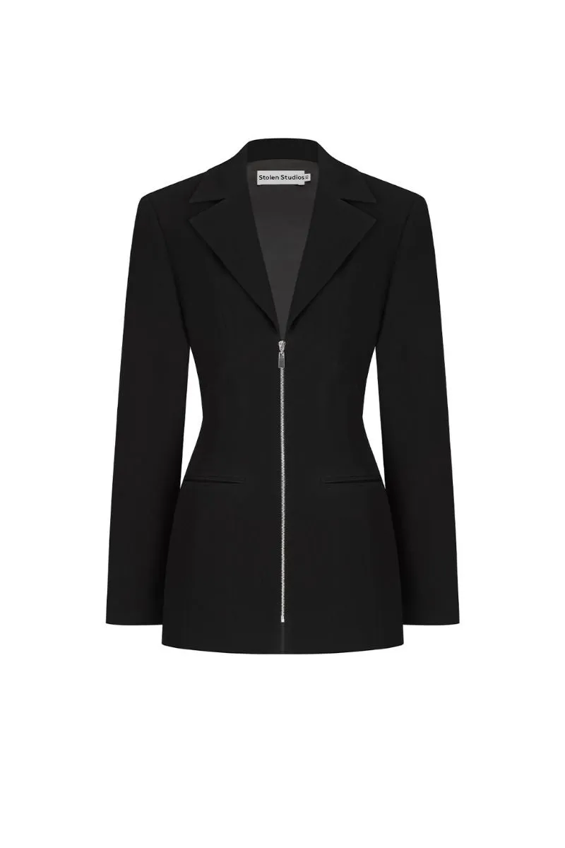 CURVE BLACK OPEN BACK SUIT JACKET