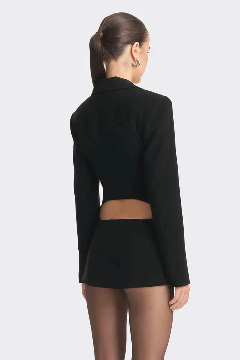 CURVE BLACK OPEN BACK SUIT JACKET