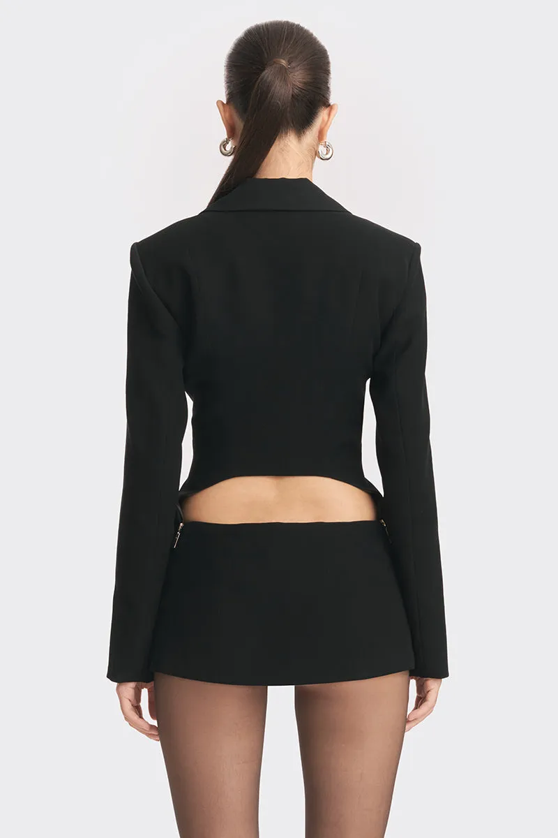 CURVE BLACK OPEN BACK SUIT JACKET