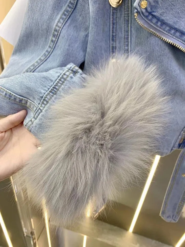 Denim Vintage Fur Coat