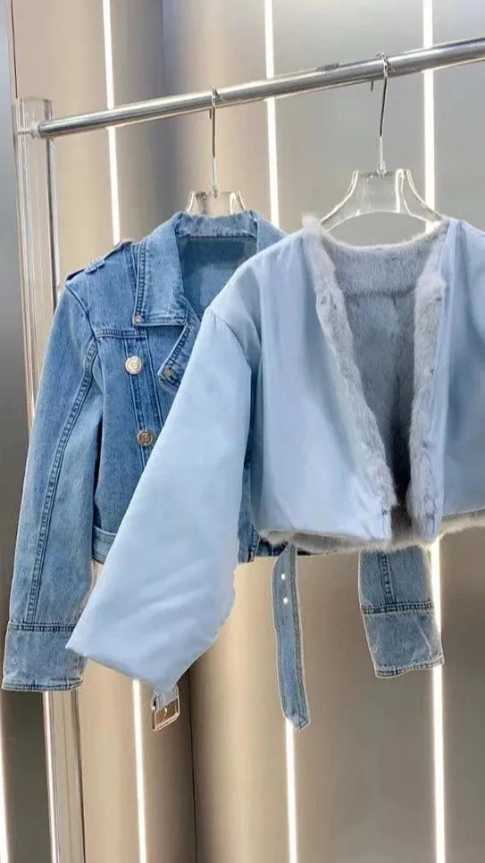 Denim Vintage Fur Coat