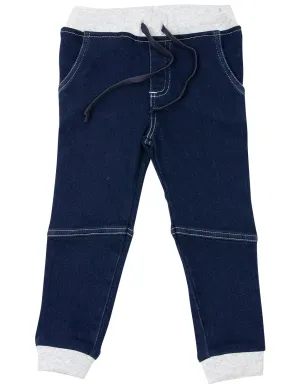 Elastic Waist Denim Jean with Drawstring Dark Denim