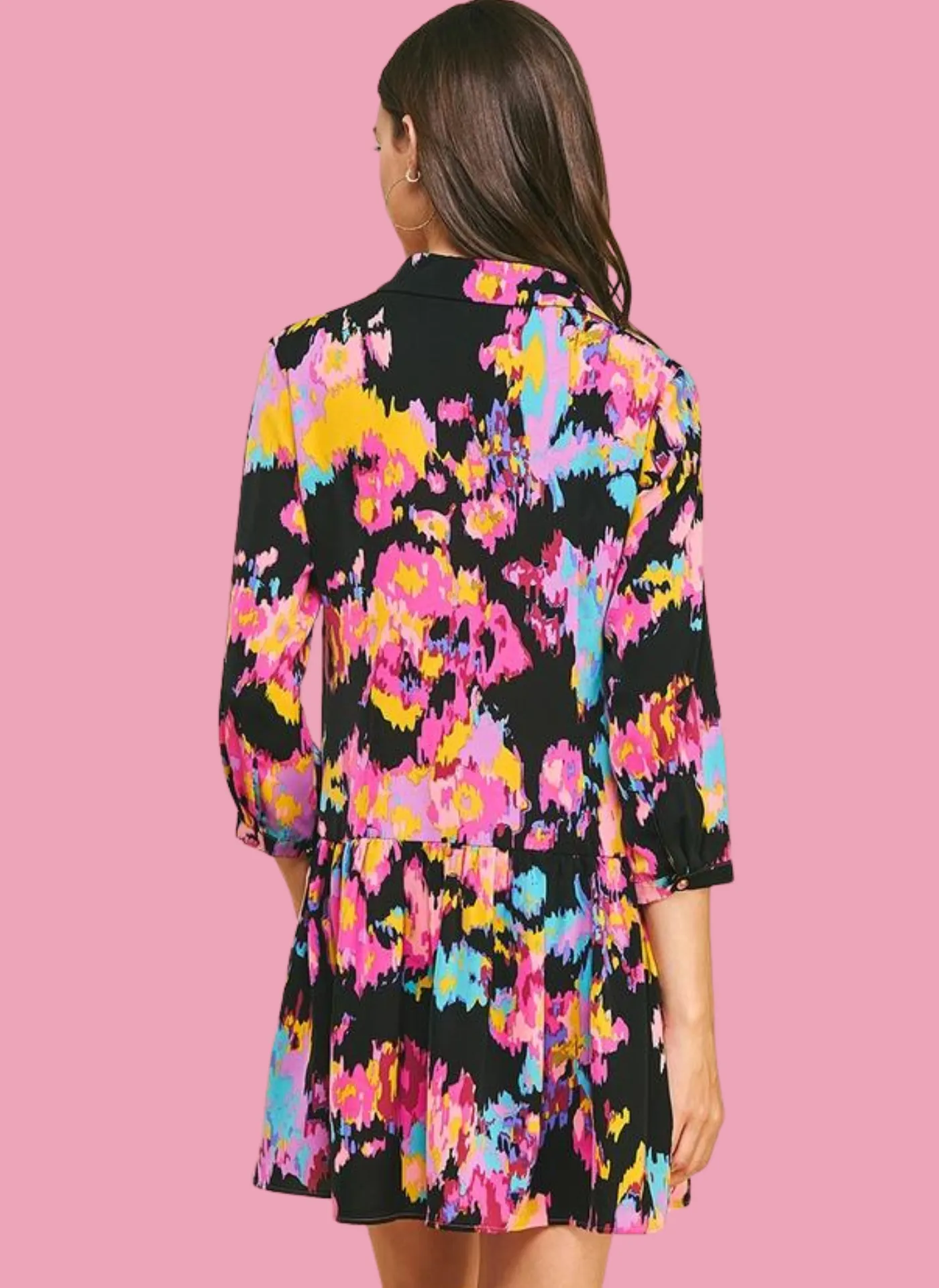 Electric Ikat Shirt Dress