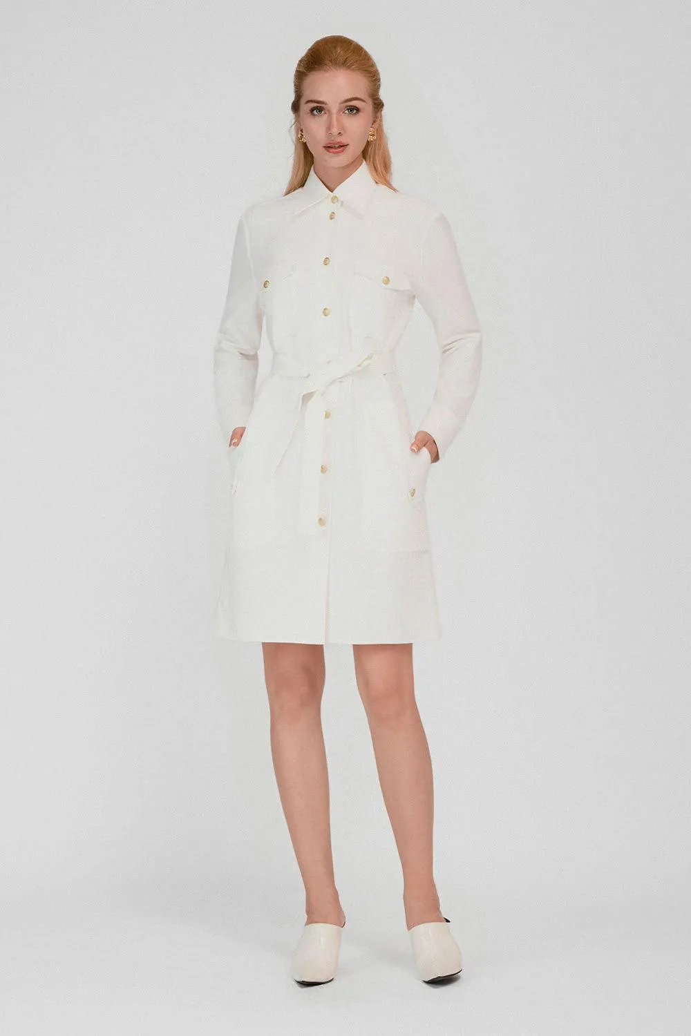 Elyse Shirt Flap Pocket Khaki Mini Dress
