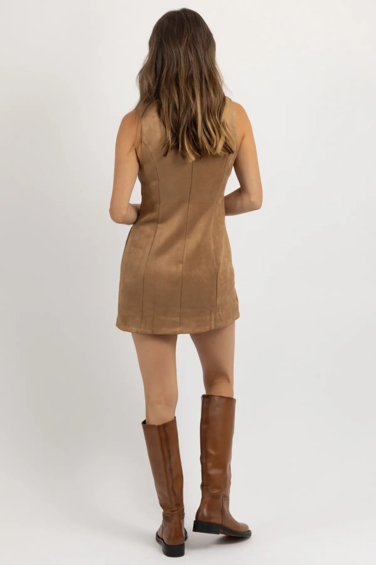 EMBER CAMEL SUEDE DRESS