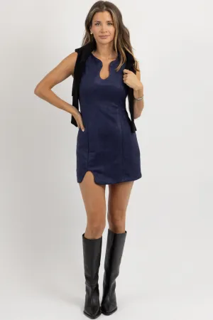 EMBER NAVY SUEDE DRESS