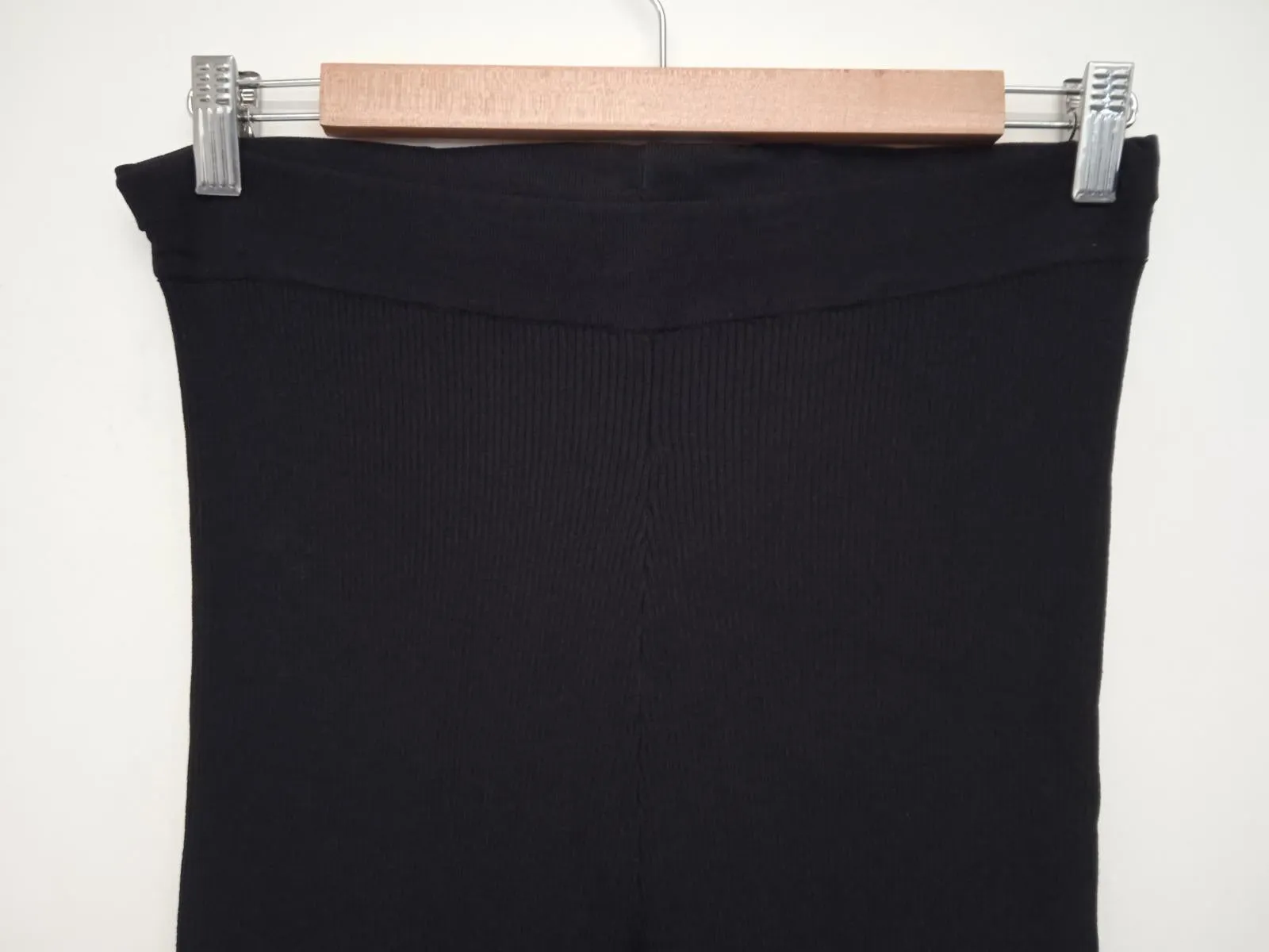 ESSENTIEL ANTWERP Ladies Black Ribbed Stretch Fit Flared Trousers Size UK14