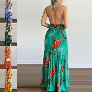 European and American Summer New Print Leap Long Skirt Dress