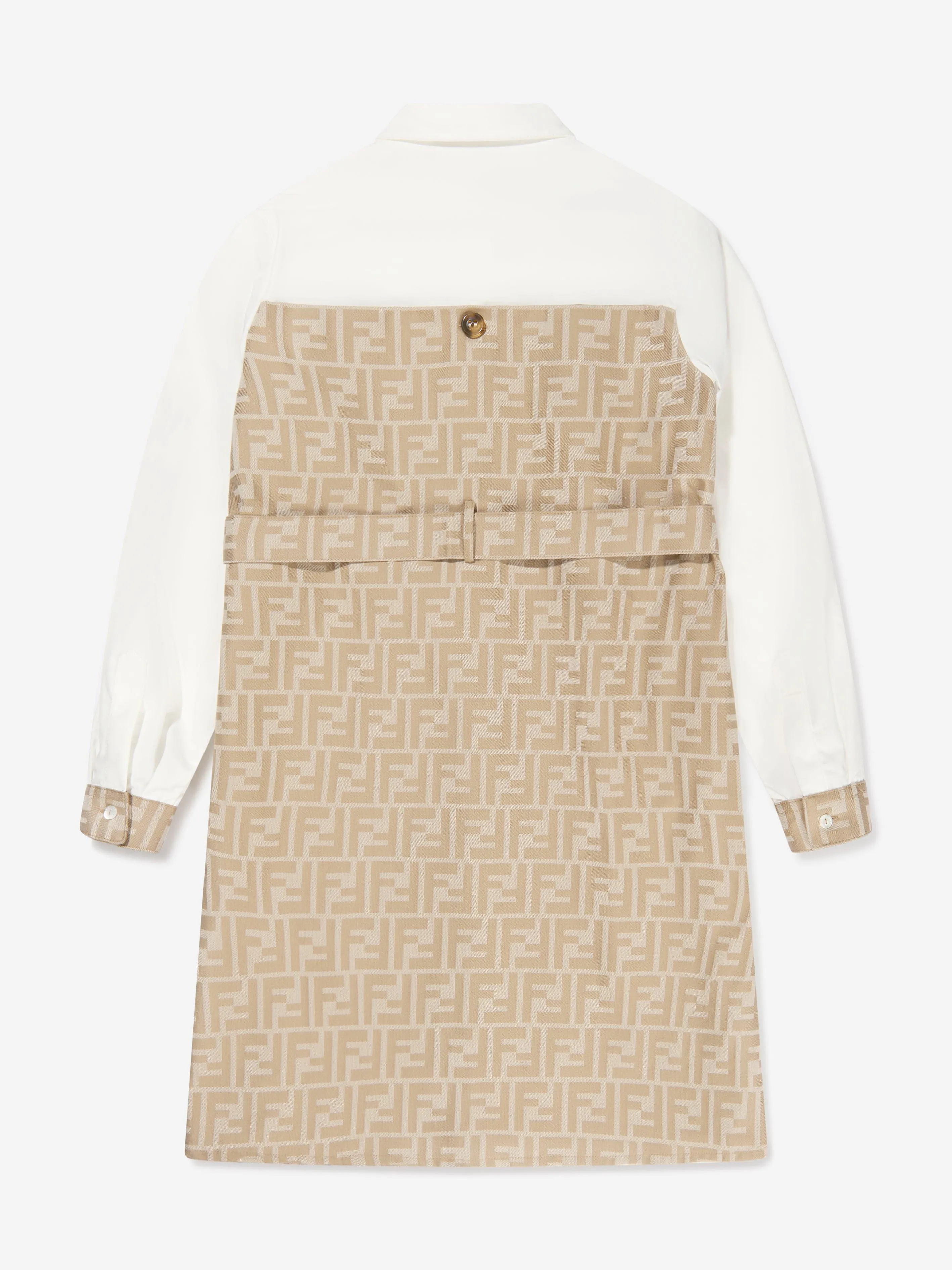 Fendi Girls Logo Shirt Dress in Beige