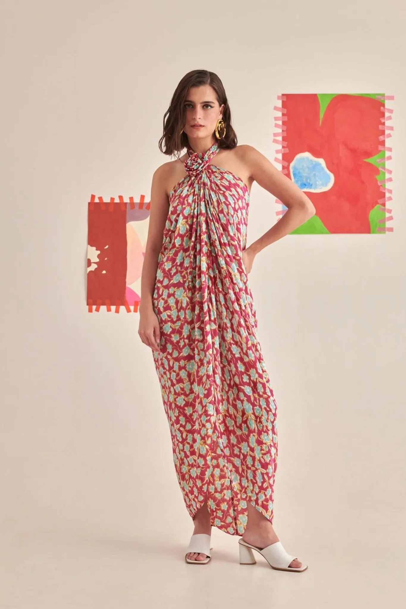 Floral Halter Neck Dress