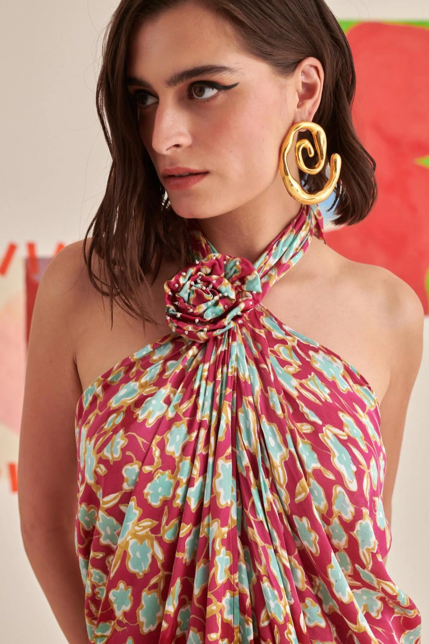 Floral Halter Neck Dress