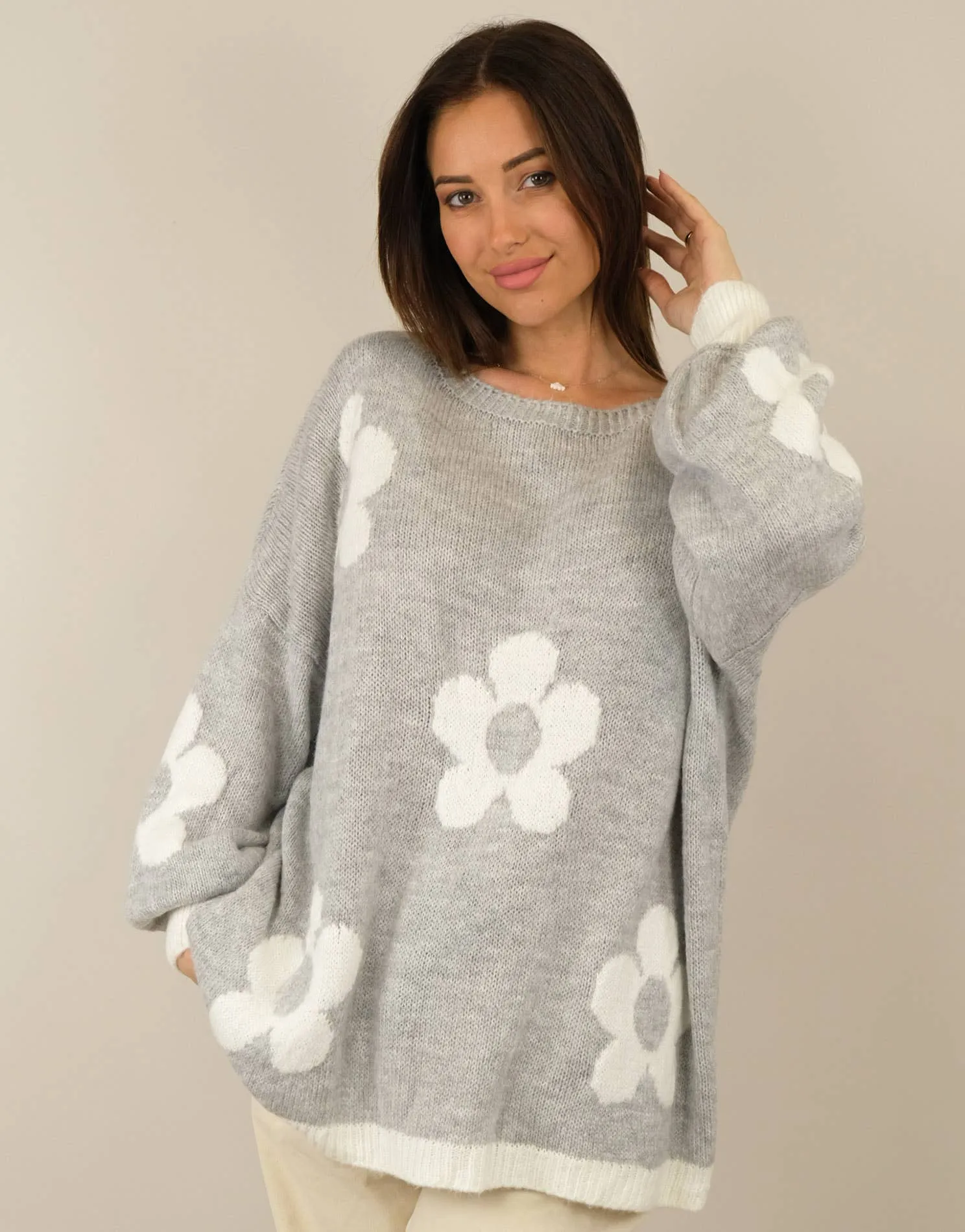 Flower Oversized Wool Sweater