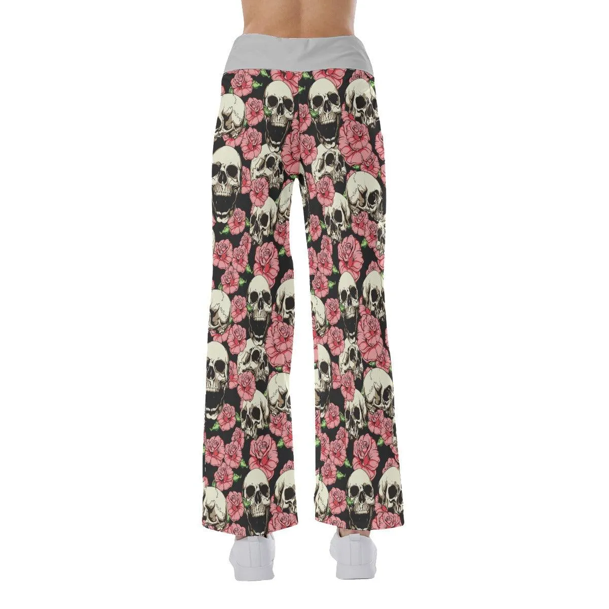 Flower Skull High-waisted Straight-leg Trousers