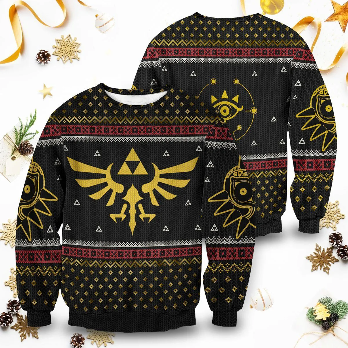 Giftngon - Legend of Zelda Triforce Christmas Unisex Wool Sweater For Kids