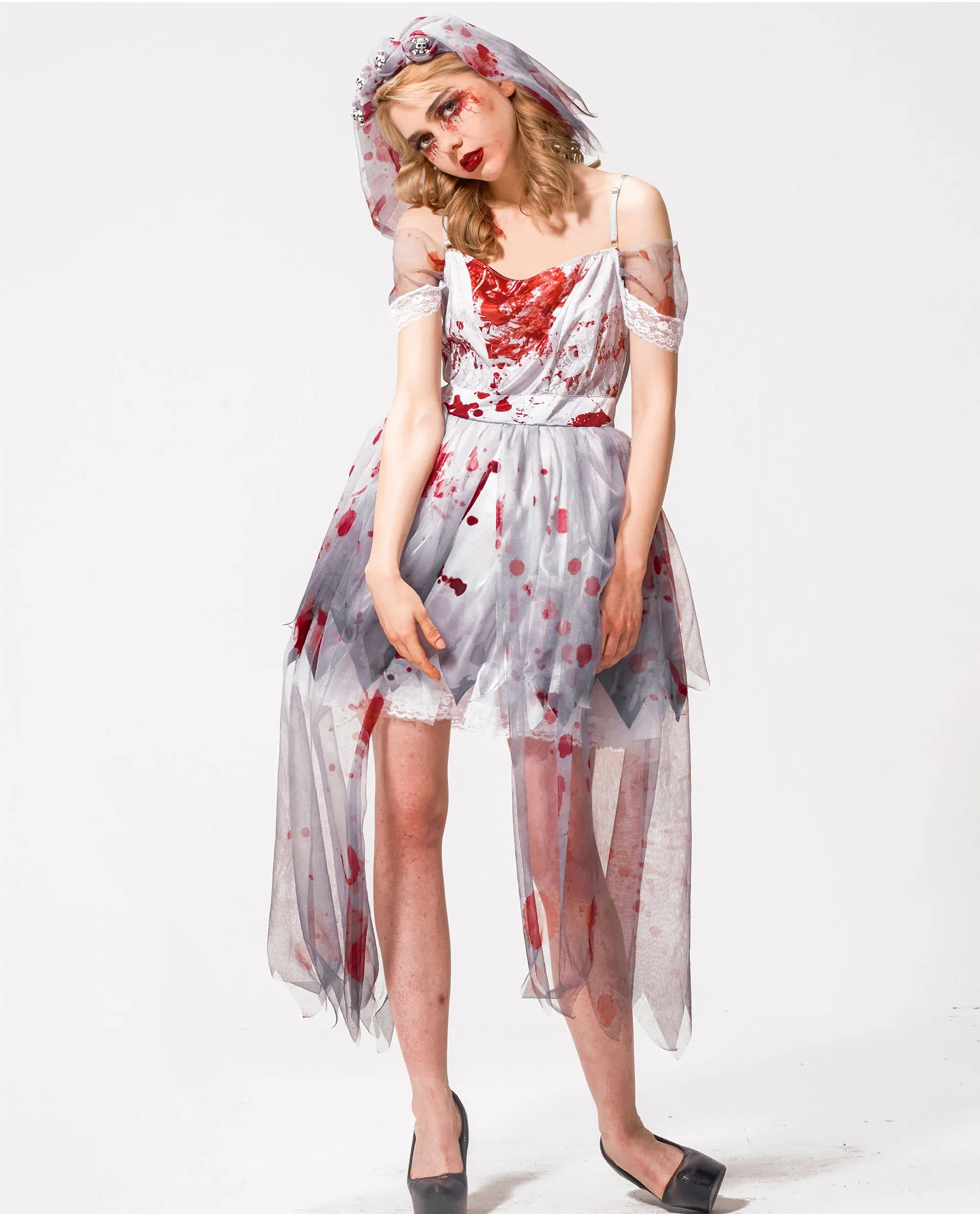 Girls Zombie Bride Costume Halloween Gown Mommy and Me Matching