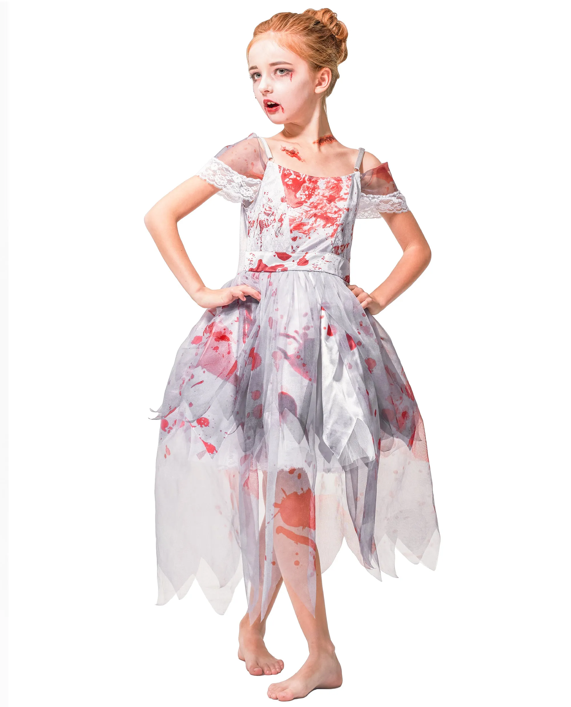 Girls Zombie Bride Costume Halloween Gown Mommy and Me Matching