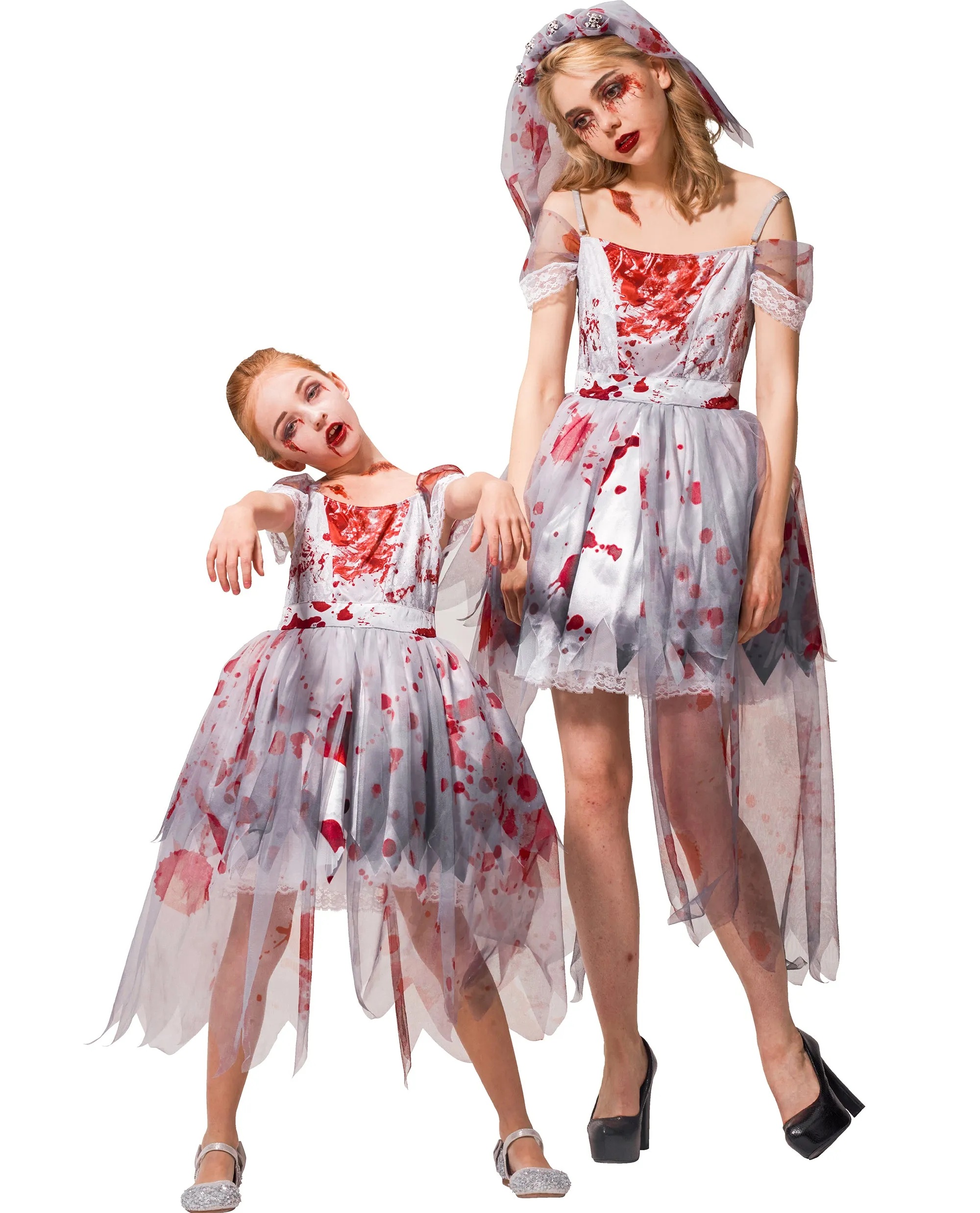 Girls Zombie Bride Costume Halloween Gown Mommy and Me Matching