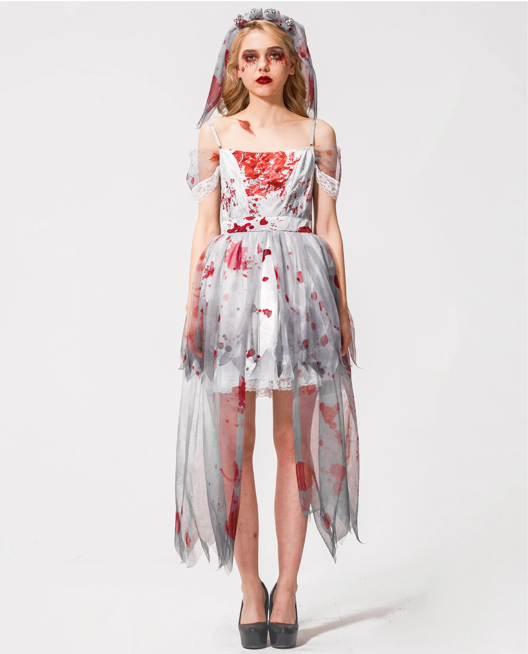 Girls Zombie Bride Costume Halloween Gown Mommy and Me Matching