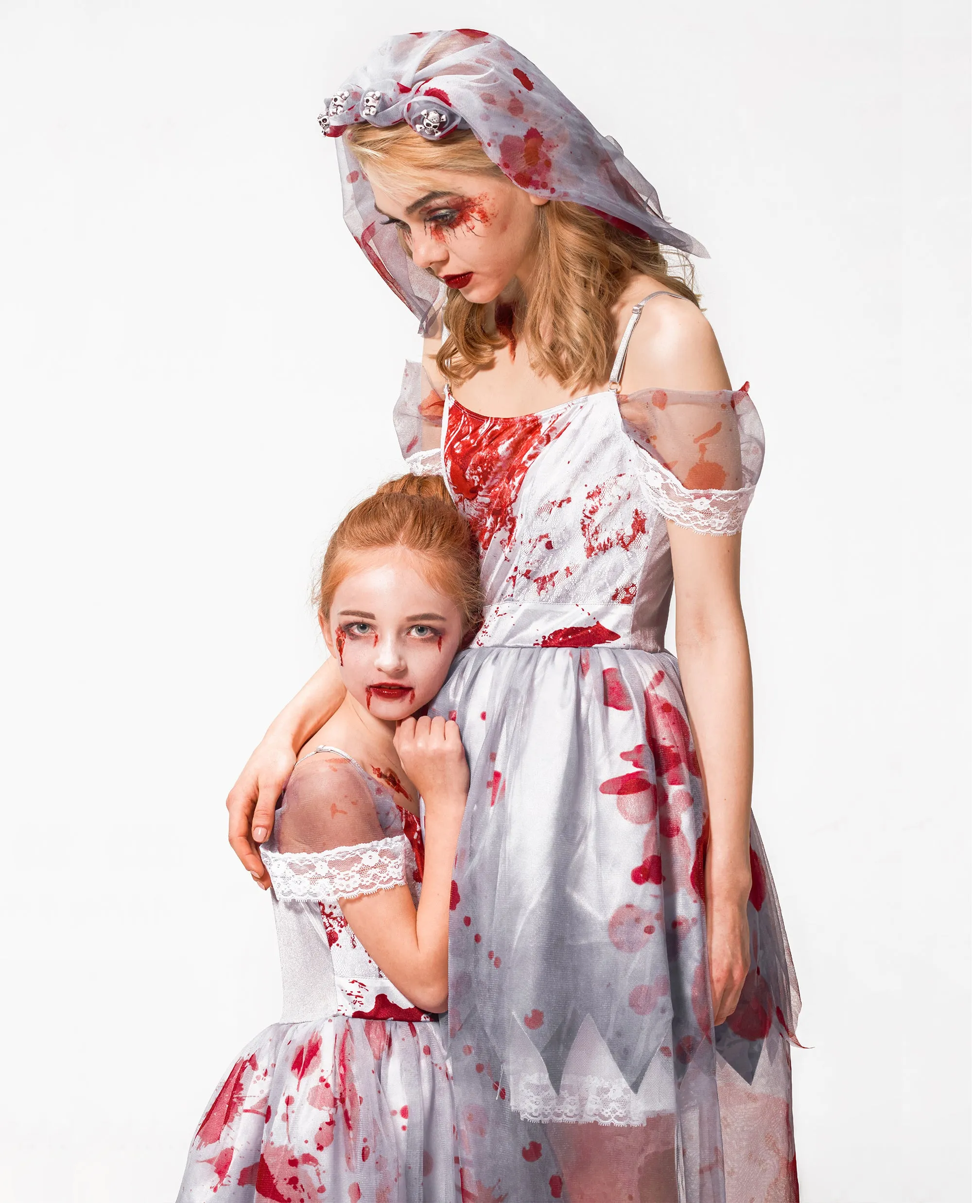 Girls Zombie Bride Costume Halloween Gown Mommy and Me Matching
