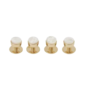 Gold Plated Mother of Pearl Bow Stud Set