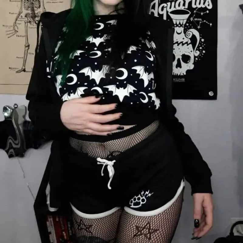 Gothic Black Bat Long Sleeve Sweater