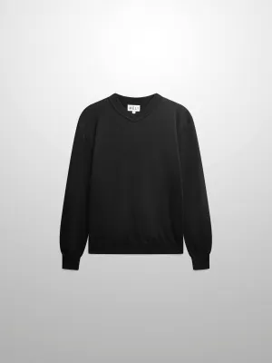 High V Lightweight Sweater-Black