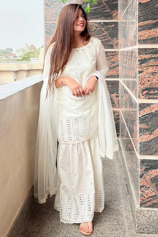 Holi Special White Sharara Suit Design 2023