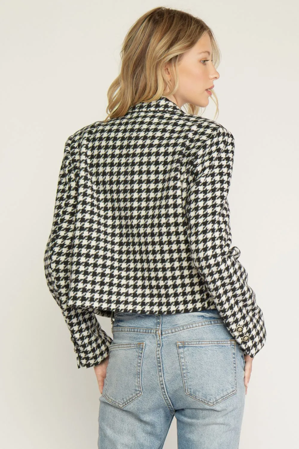 Houndstooth Cropped Blazer