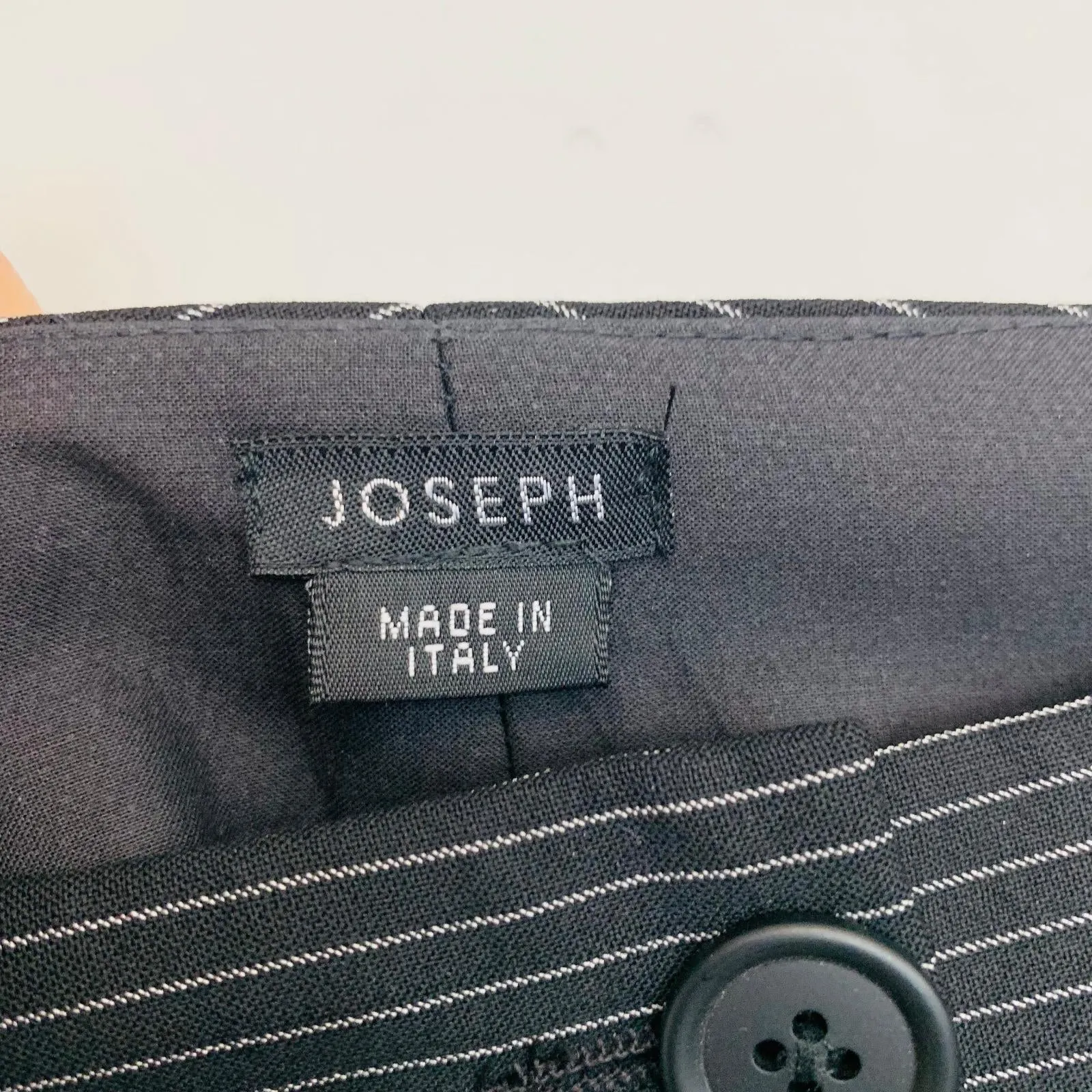 JOSEPH Ladies Black  Wool White Striped Trousers Dress Pants UK10