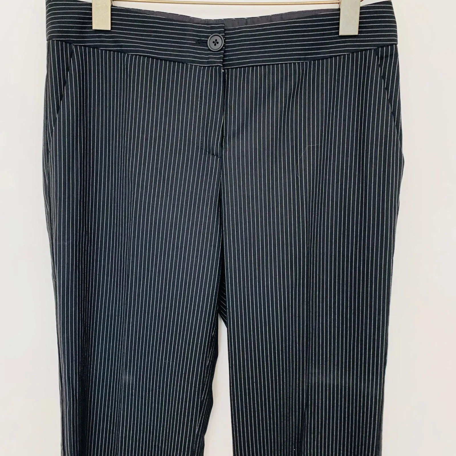 JOSEPH Ladies Black  Wool White Striped Trousers Dress Pants UK10