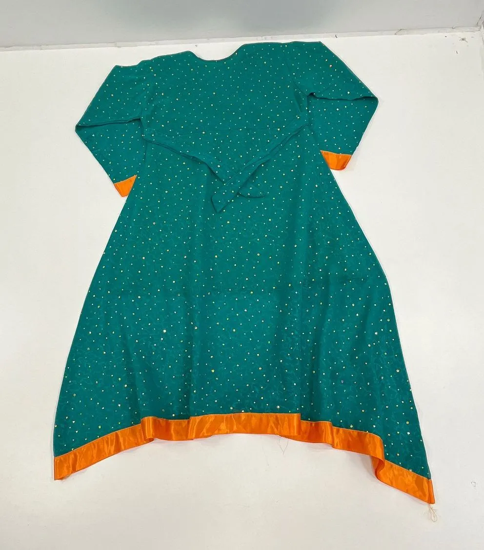 Junior's Teal Orange India Cultural Ethnic Dress Pants Set Salwar - Size 34