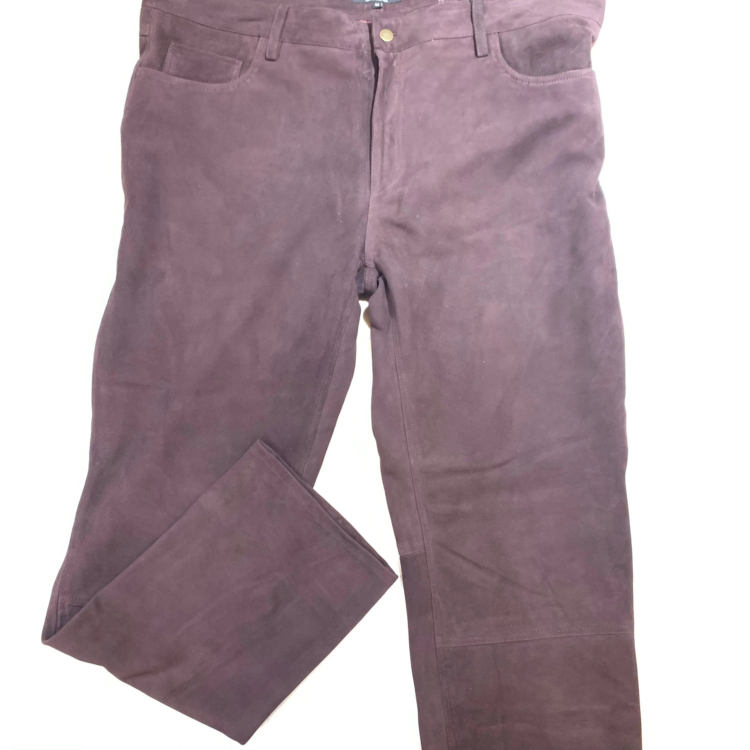 Kashani Men's Wine Suede Straight Cut Pants