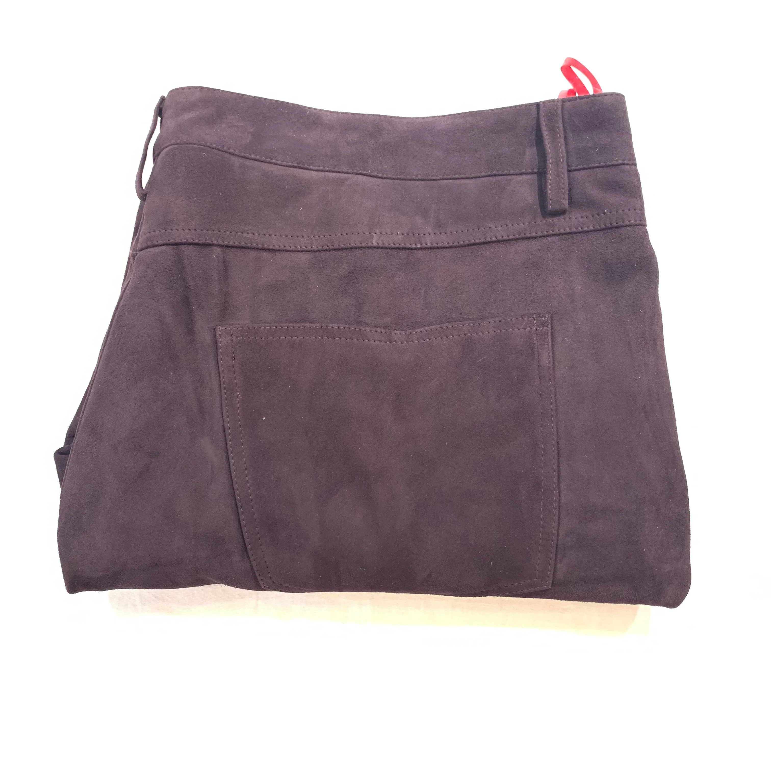 Kashani Men's Wine Suede Straight Cut Pants