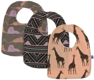 KicKee Pants Bib Set-Lions/African Pattern/Suede Giraffe