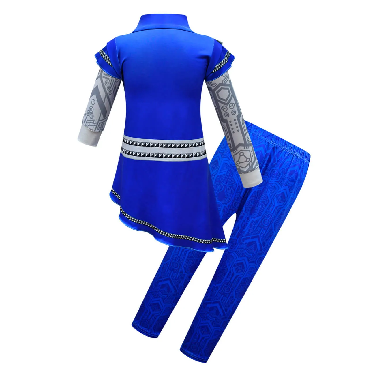 Kids Zombies A-Li Costume Girls Alien Blue Dress Pants Bag 3pcs Sets for Halloween Cosplay