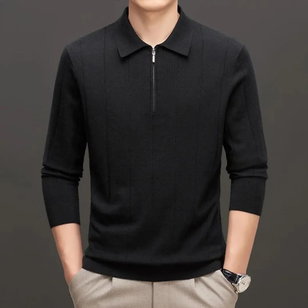 Knitted Cashmere Long Sleeve Zipper Pullover