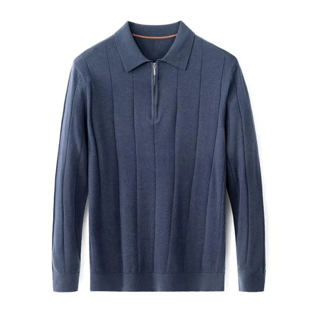 Knitted Cashmere Long Sleeve Zipper Pullover