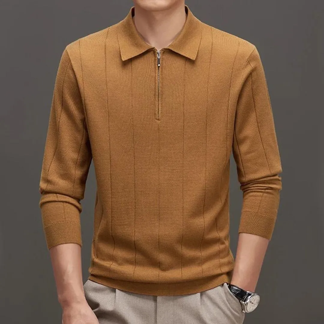 Knitted Cashmere Long Sleeve Zipper Pullover