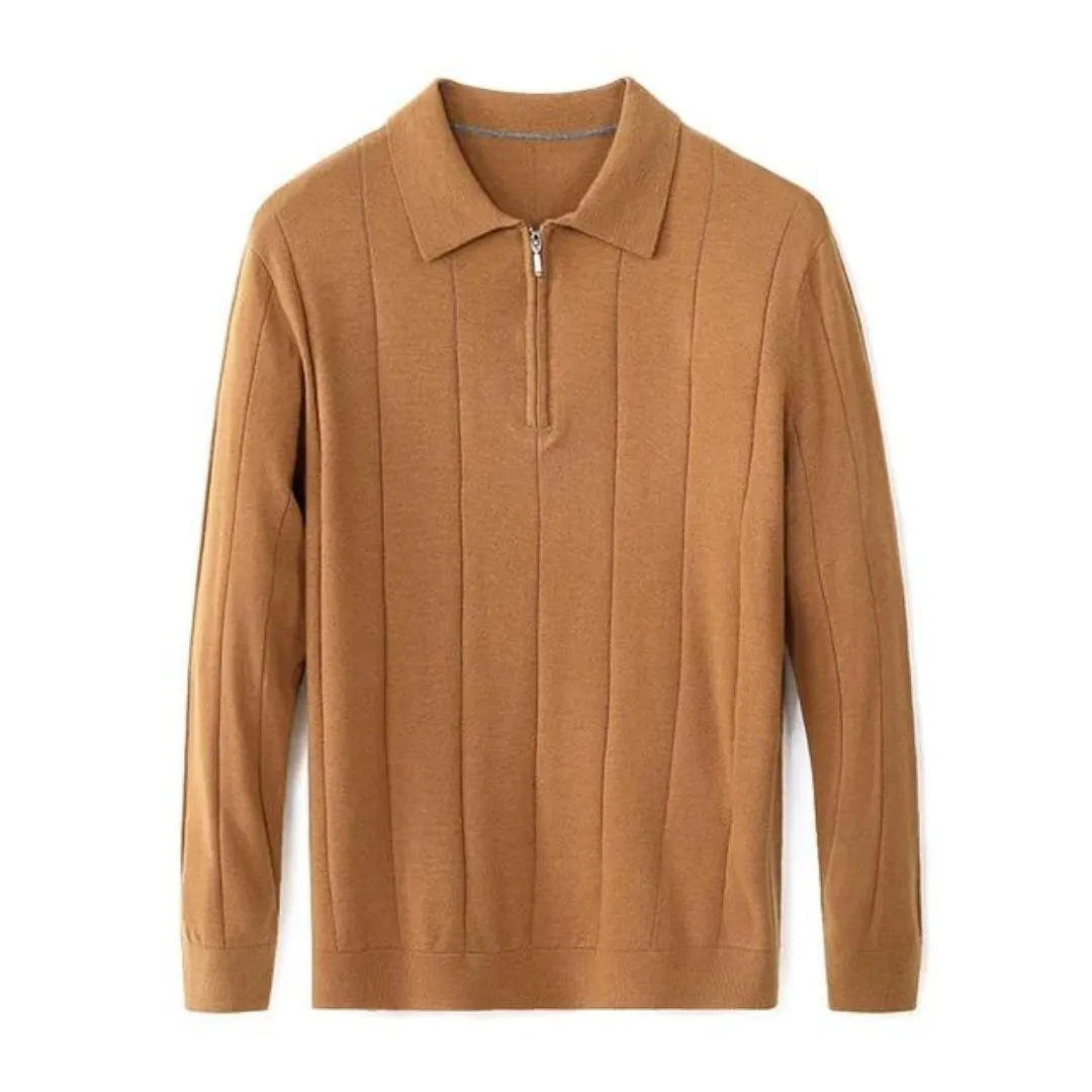 Knitted Cashmere Long Sleeve Zipper Pullover