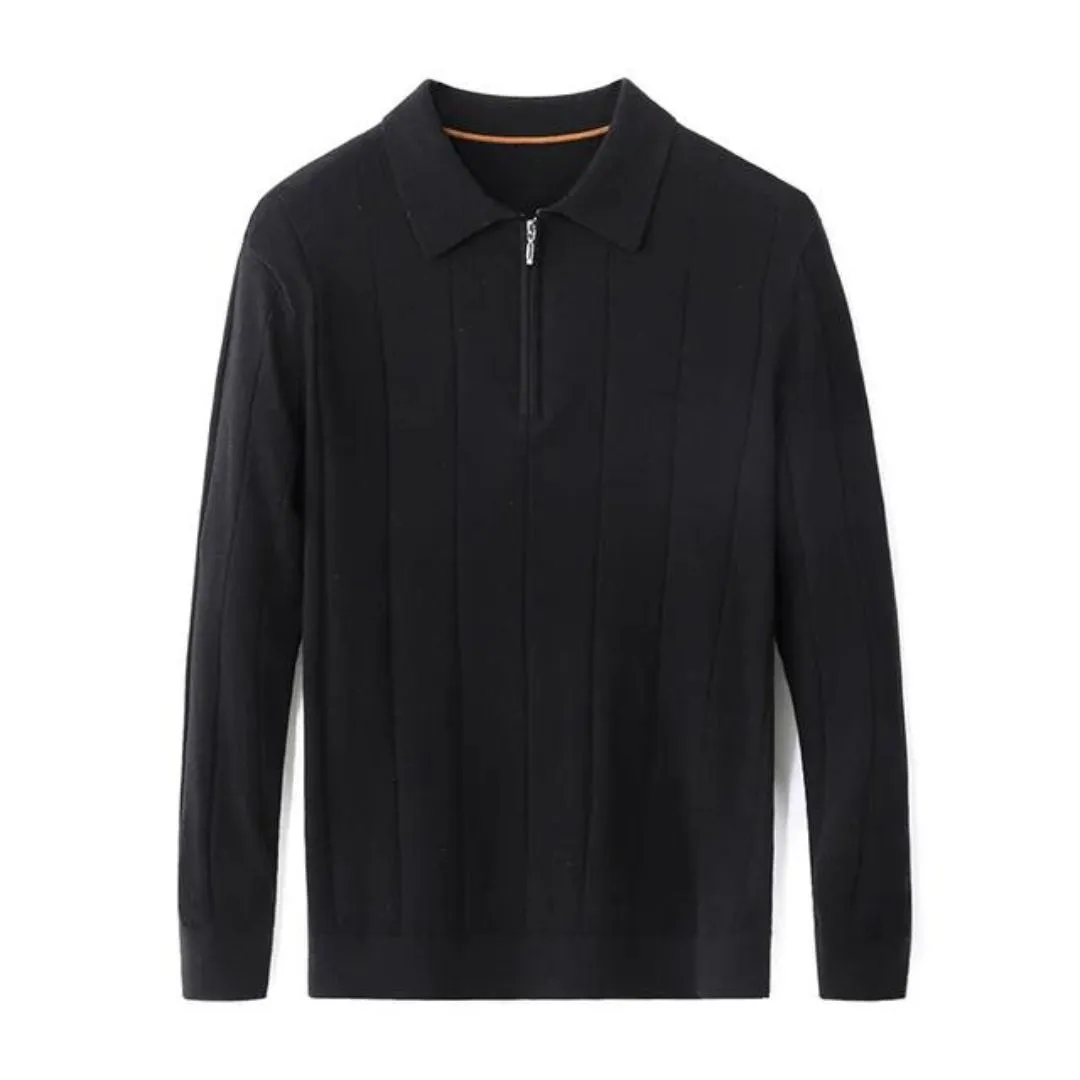 Knitted Cashmere Long Sleeve Zipper Pullover