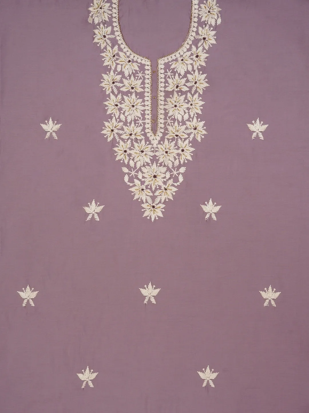 Lavender Unstitched Festive Embroidered Dress Material with Dupatta