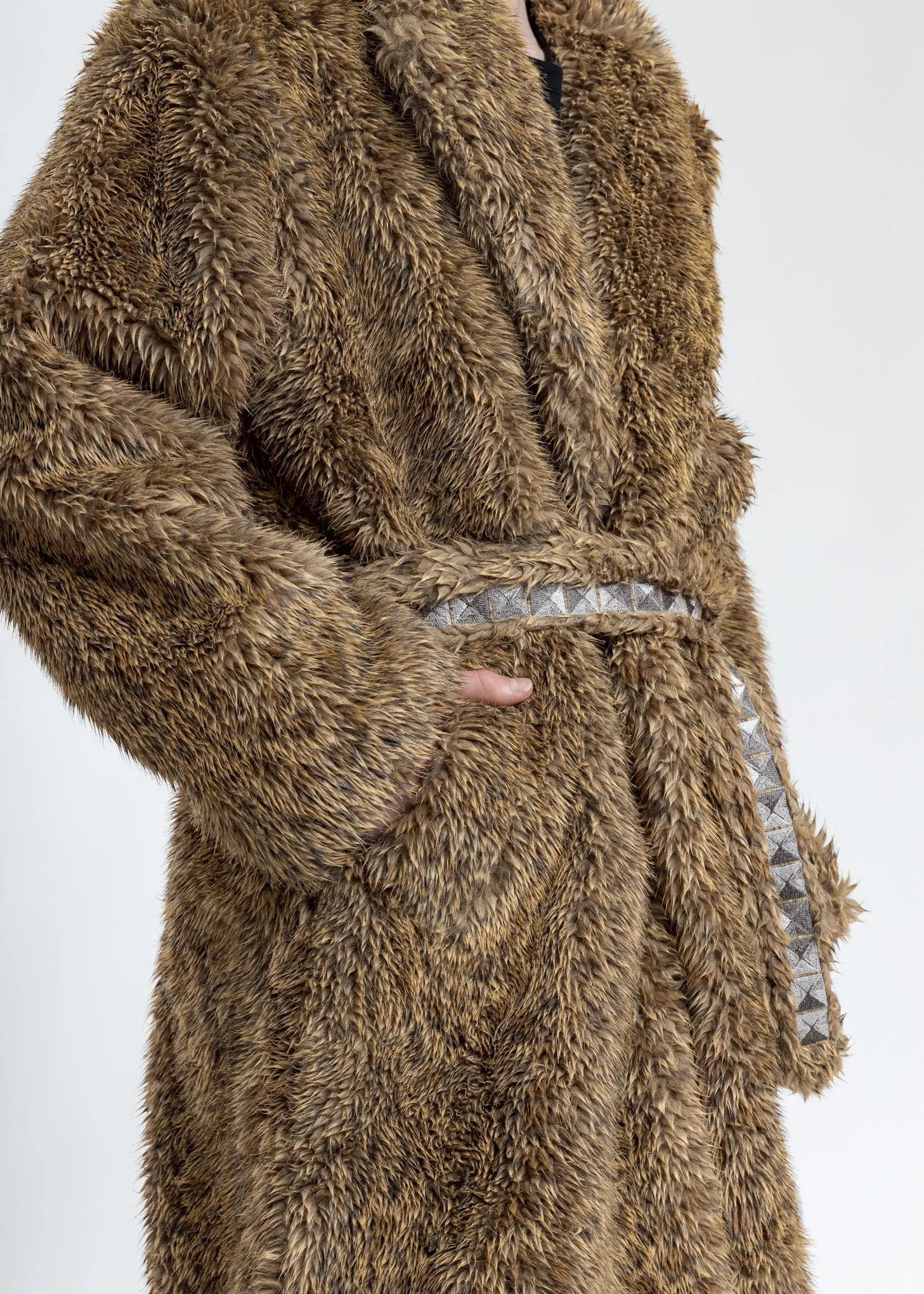 Leopard Spike Fur Long Coat
