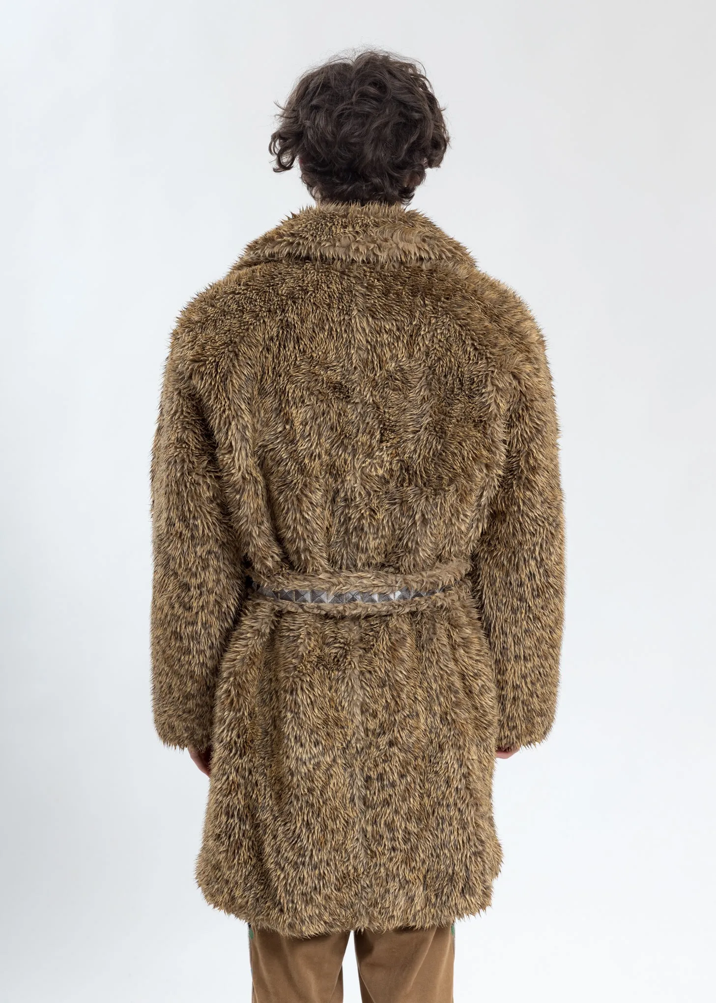 Leopard Spike Fur Long Coat