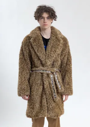 Leopard Spike Fur Long Coat