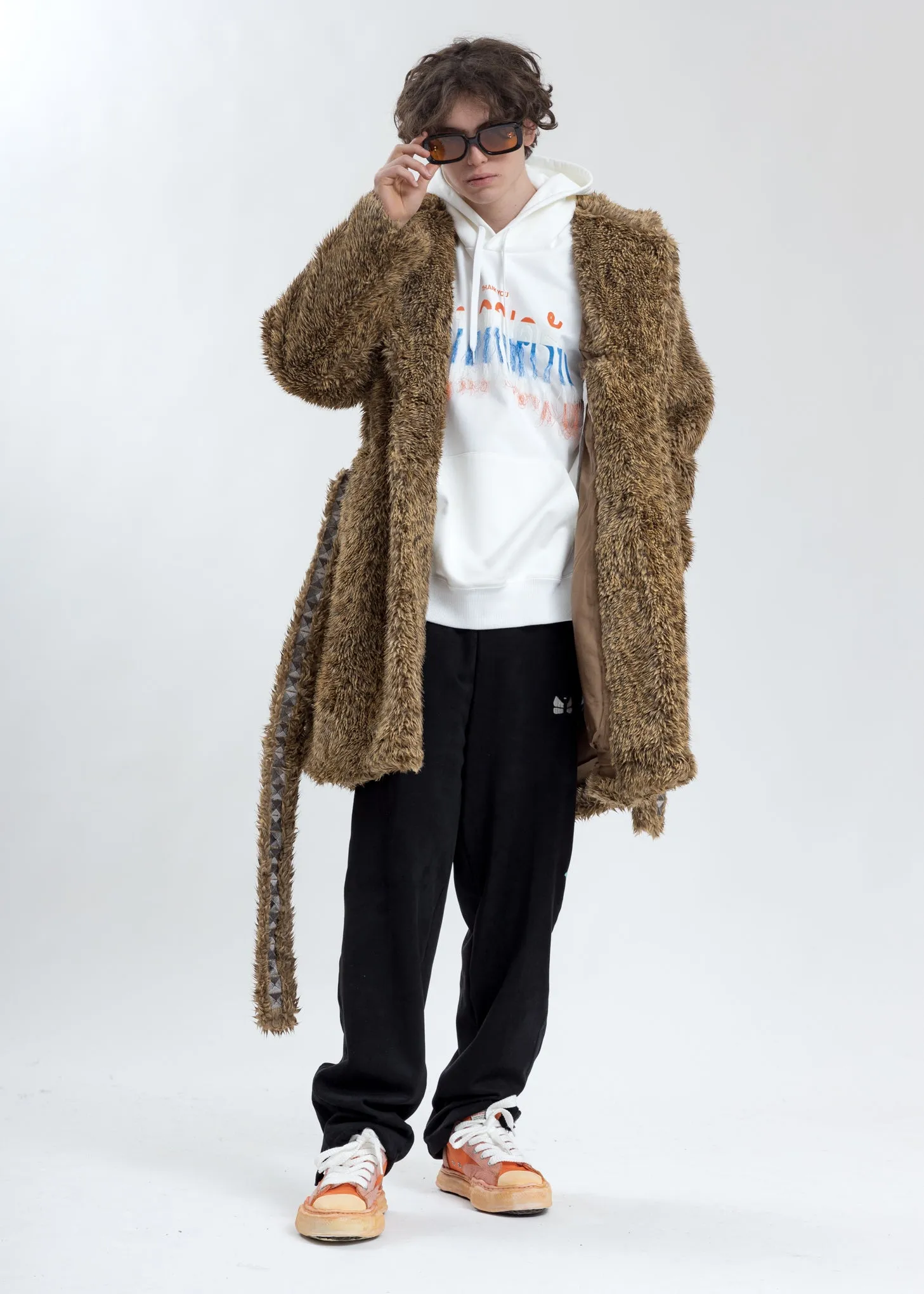 Leopard Spike Fur Long Coat