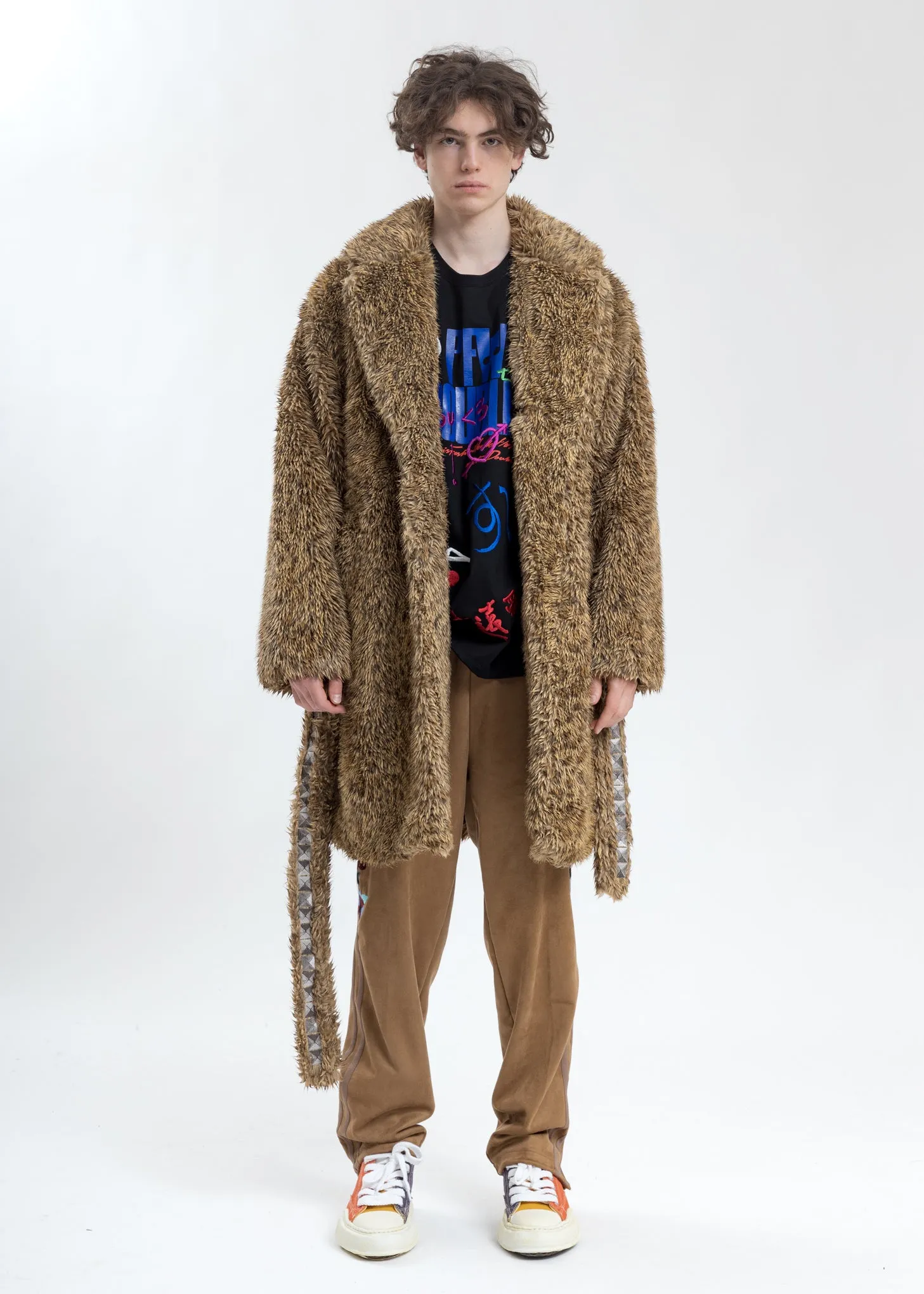 Leopard Spike Fur Long Coat