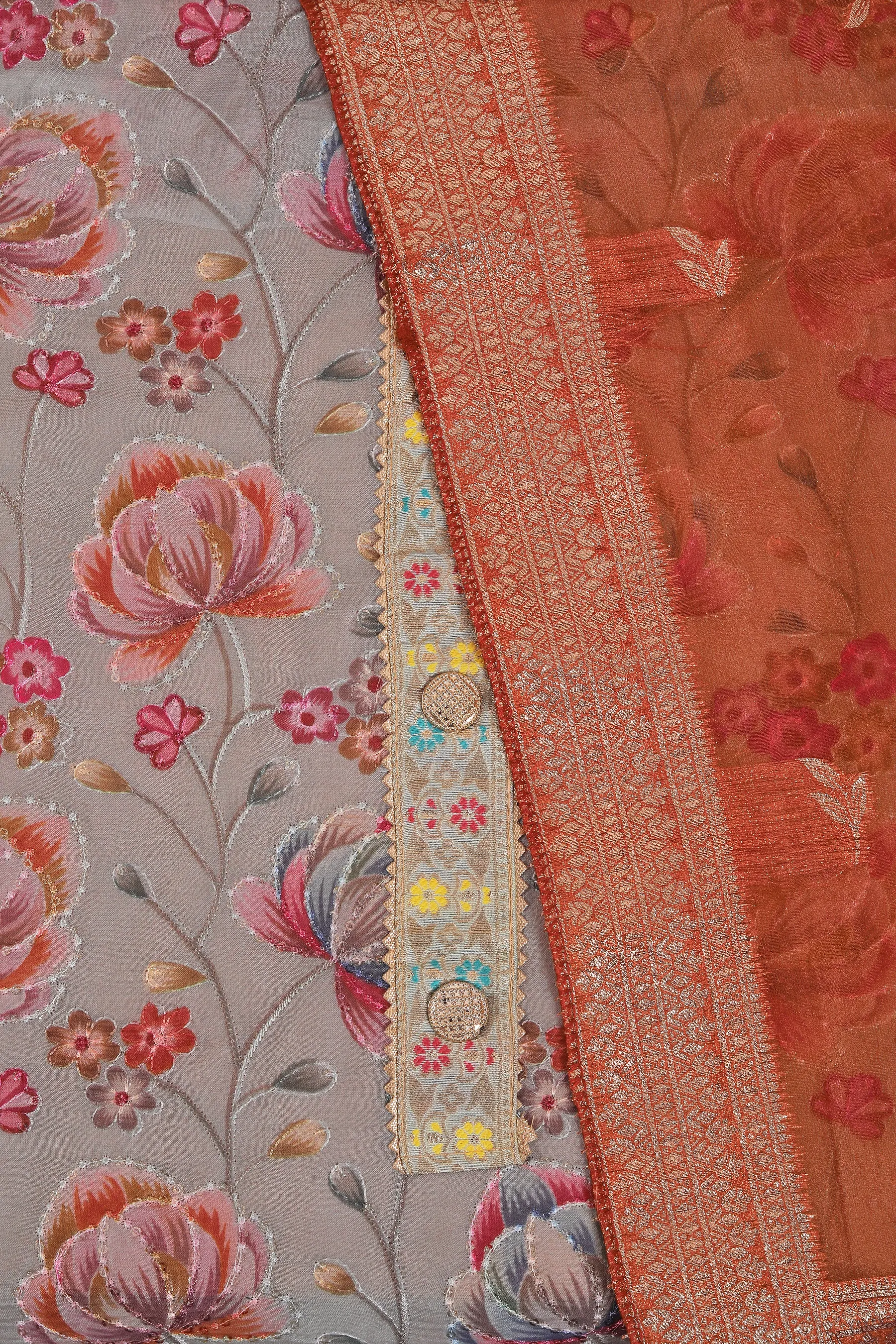 Light green Embellished Silk Design Dress Material With Dupatta